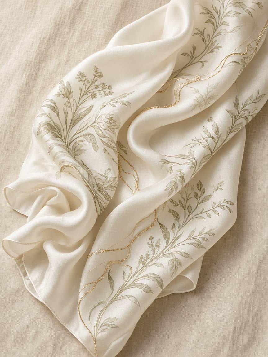 Ivory Drape scarf on linen
