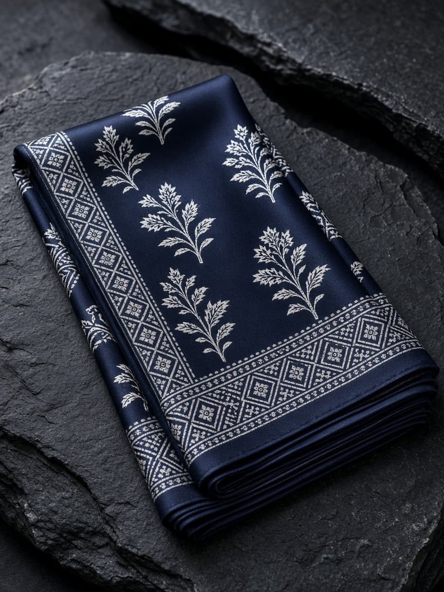 Midnight Block Print scarf