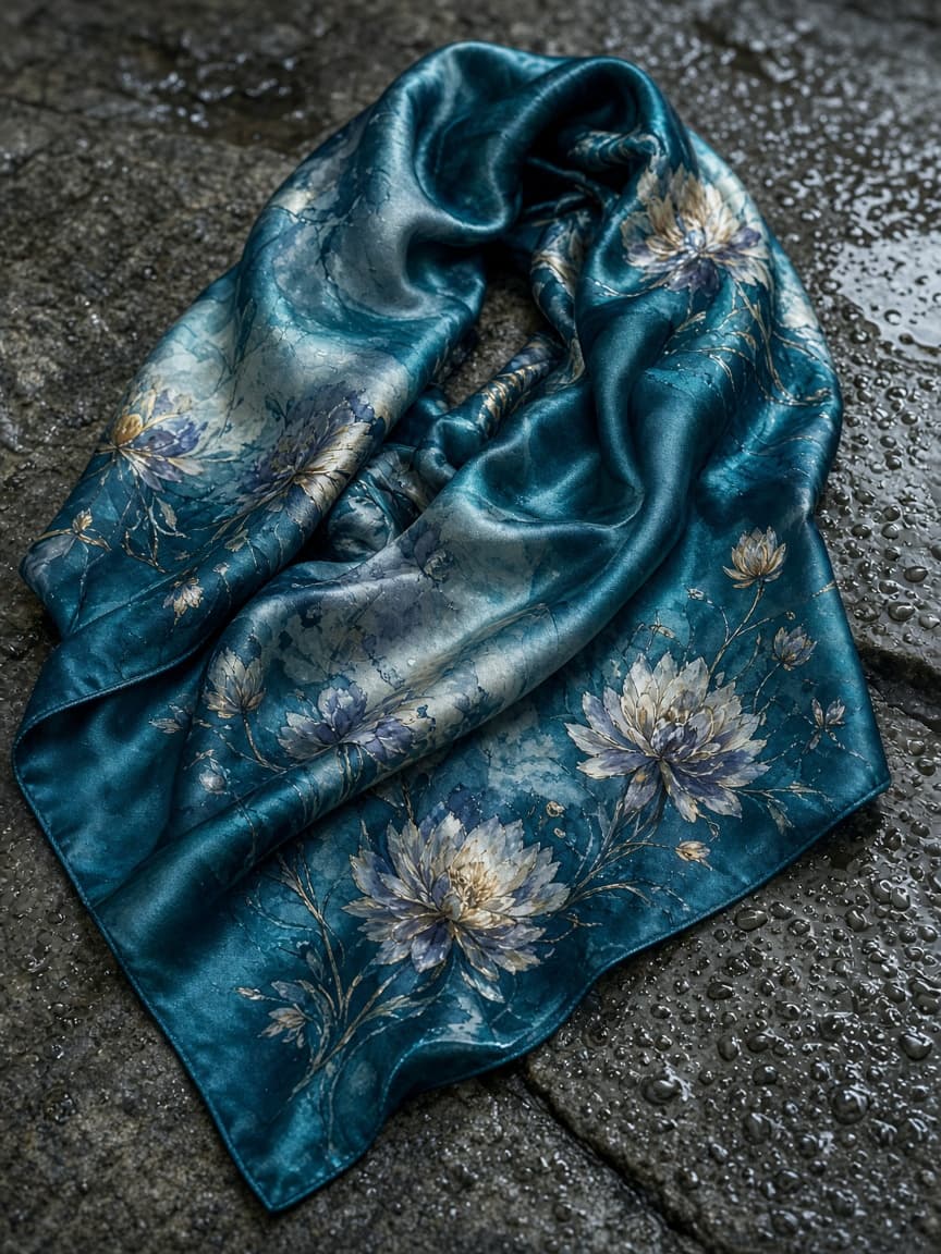 Monsoon Blue scarf on stone