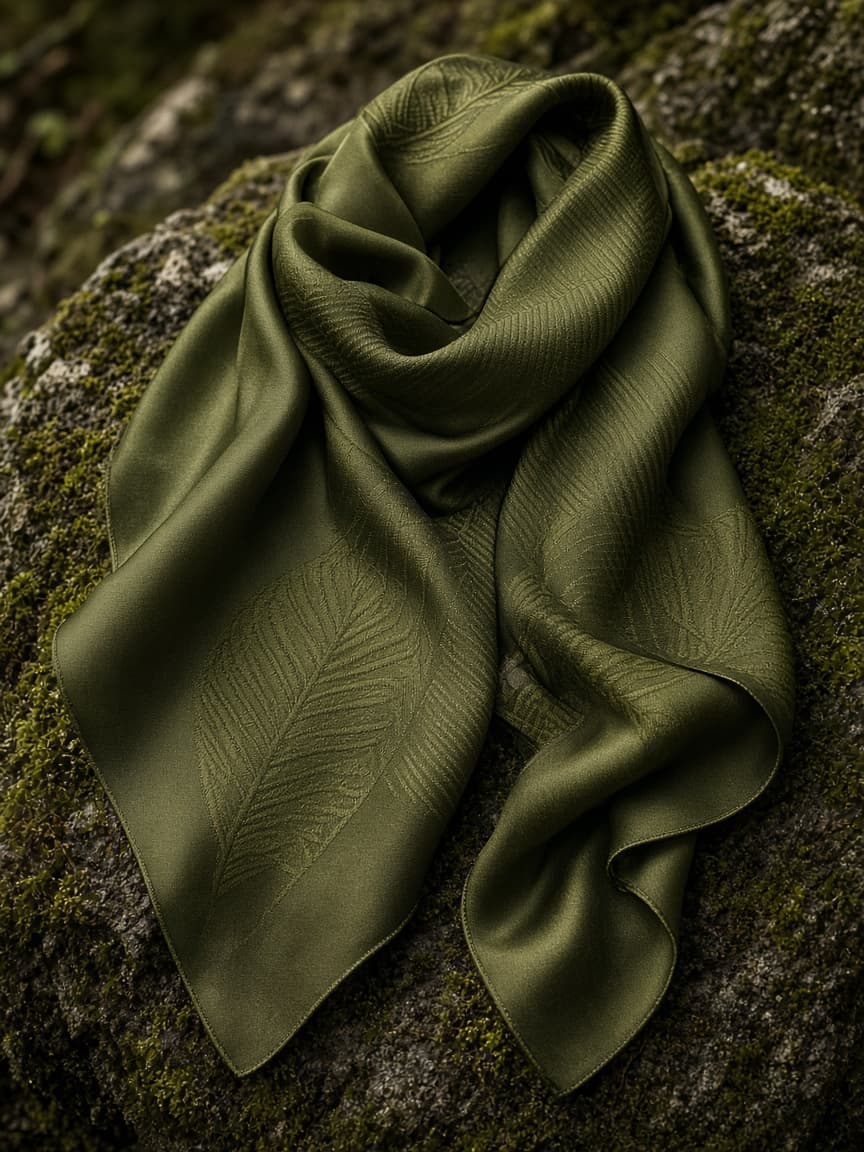 Forest Weave scarf on mossy stone