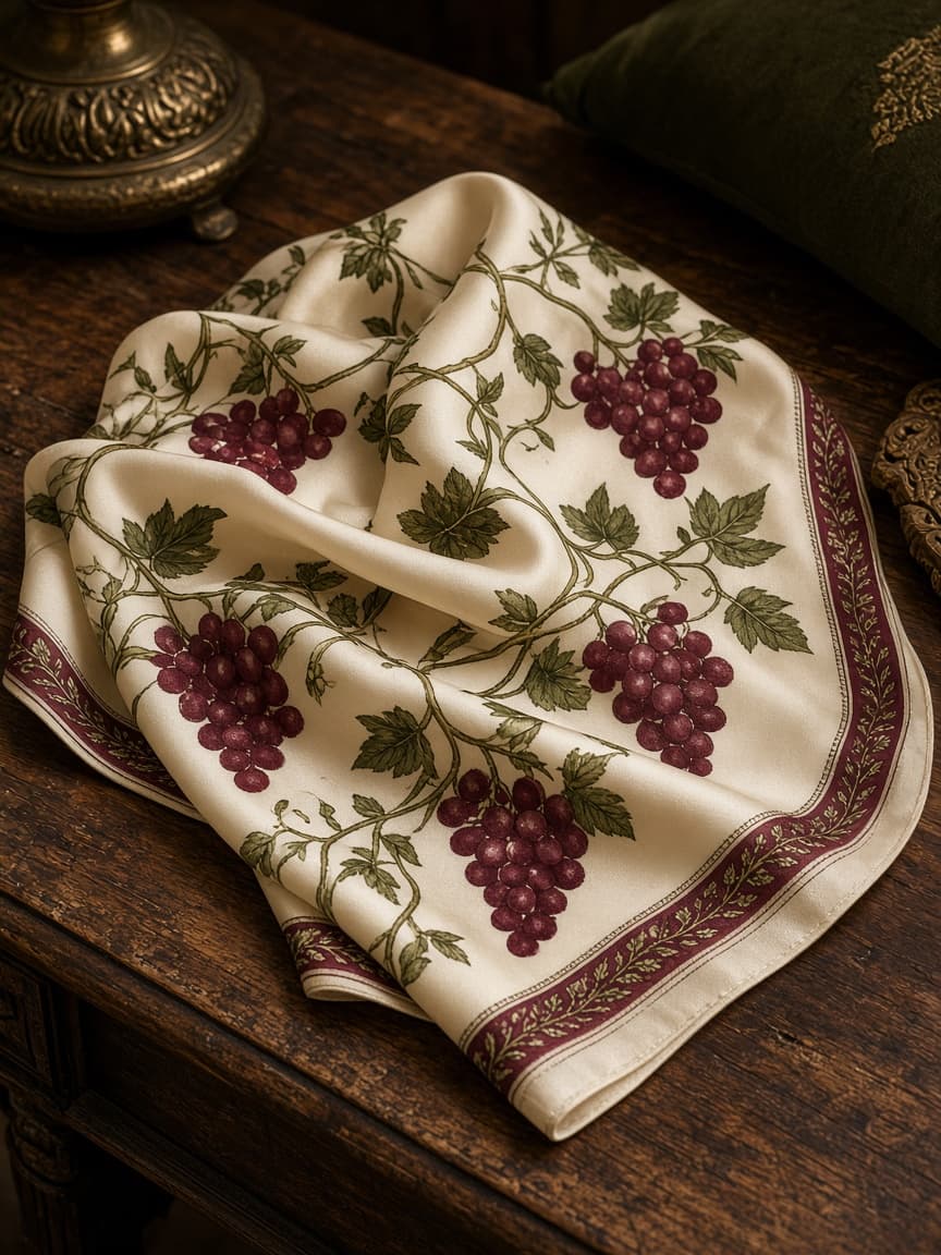 Heritage Vine scarf on wood